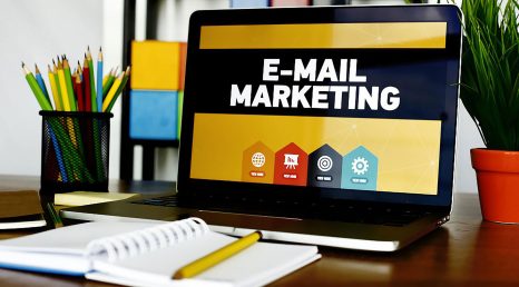 Email marketing displayed on keyboard