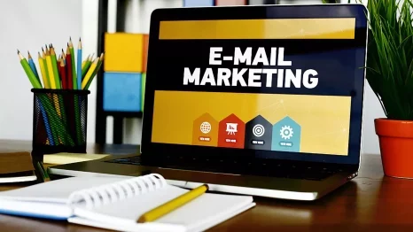 Email marketing displayed on keyboard