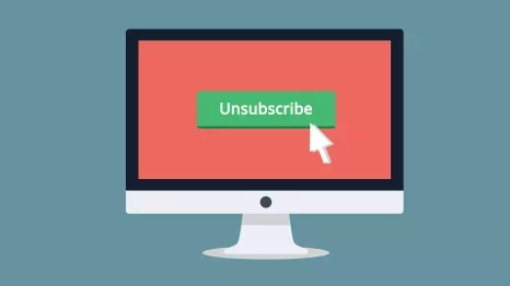 Illustration of desktop screen displaying the word 'unsubscribe'